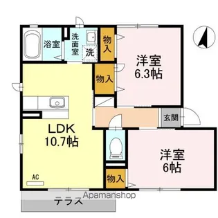 リブェール上野 A棟【1階】の間取り