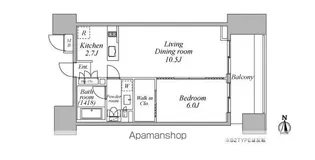レジディア芝浦KAIGAN【8階】の間取り