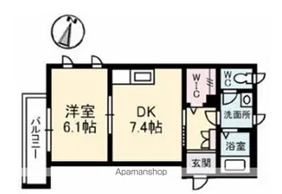 コートヤード【202号室】の間取り