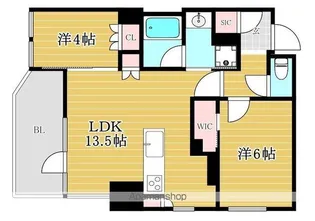 レーベン福岡天神ONE TOWER【2階】の間取り