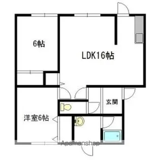 中のマンションD【1階】の間取り