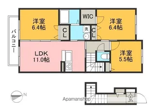 シャーメゾン カトレア A棟【2階】の間取り