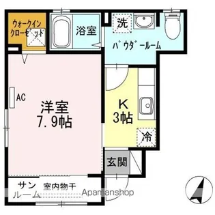 セジュール皆実2【1階】の間取り