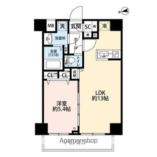 プレール・ドゥーク浅草Ⅴ【9階】の間取り