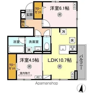 グランメゾン飯倉【1階】の間取り