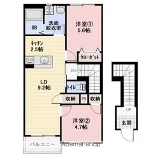 ソレイユ二重堀A棟【2階】の間取り