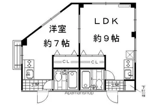 レディースコーポハヤフネ【2C号室】の間取り