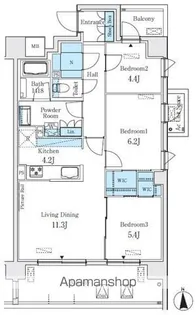ベルヴュコート名古屋則武【7階】の間取り