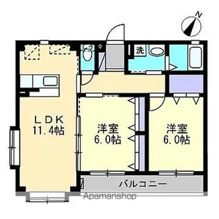 2LDKの間取り画像