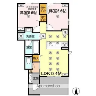 愛媛県松山市北土居1丁目【アパート】の間取り