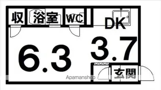 オリス帯広【213号室】の間取り