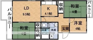 鹿の子台北ハイツ【4階】の間取り