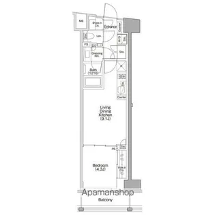 東京都渋谷区代々木5丁目【マンション】の間取り