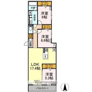 リアンフォール【3階】の間取り