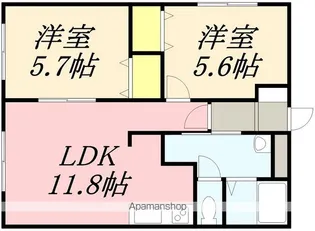 ピュアパレス花園(ピュアパレスハナゾノ)【305号室】の間取り