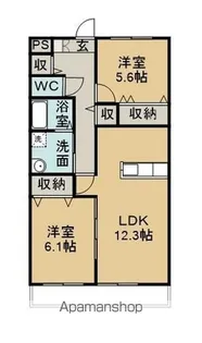 ガーデニアヒルズB【202号室】の間取り