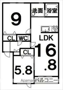 ヴェルデⅡ【2階】の間取り