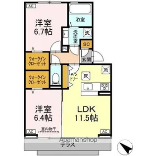 シャイングレイス【1階】の間取り