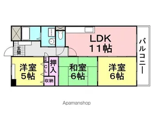 グランデール塚口【211号室】の間取り