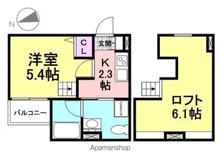 アルナージ瓦宮【105号室】の間取り