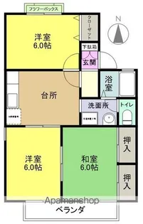 フラワービレッヂ【201号室】の間取り