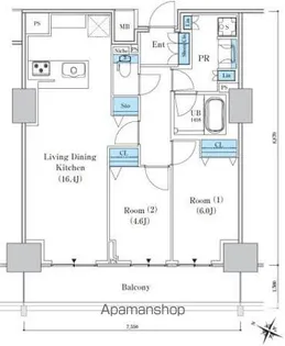 ロイヤルパークスER万代【604号室】の間取り