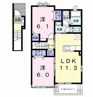 クロス ウイングⅡ【2階】の間取り