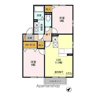 ロイヤルアベニール A・B【1階】の間取り