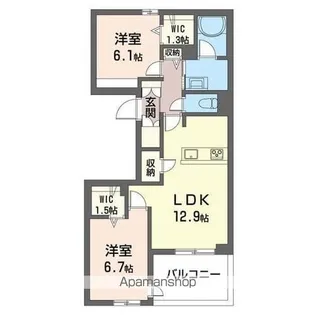プレミアス K【102号室】の間取り
