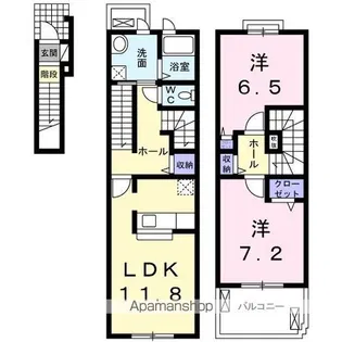 グリシーヌ1番館【2階】の間取り