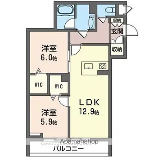 ヴィラ・ボヌール【203号室】の間取り