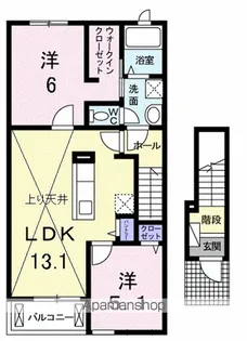 オ・ソレイユA【2階】の間取り