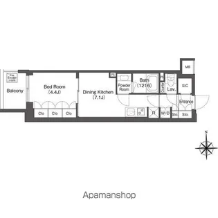 コンフォリア東新宿【7階】の間取り