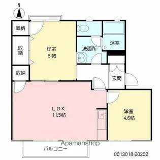 フレグランスひろせ B棟【202号室】の間取り