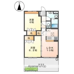 AZUR (アジュール)【102号室】の間取り