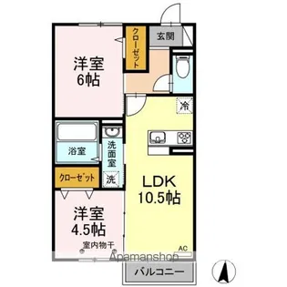 パークフラッツ多賀城【2階】の間取り