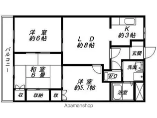 ファミリーハイム大空【302.号室】の間取り