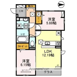 セントラルポー【B105号室】の間取り
