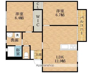 ボンリビェール吉田【2階】の間取り
