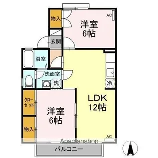 サンタウン鬼無【1階】の間取り