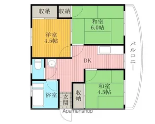 鶴の里ハイツ【Ⅰ-2号室】の間取り