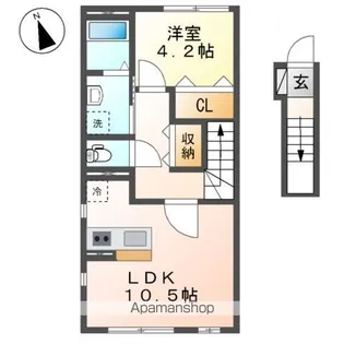 KAIUNSOU【203号室】の間取り