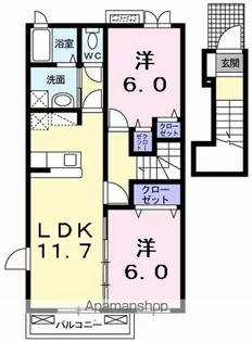 イーストカーサ弐番館【2階】の間取り
