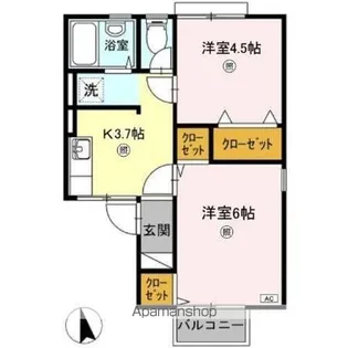 コーポ佐野 南棟【1階】の間取り