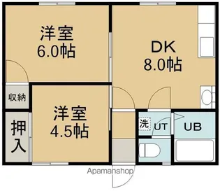 コーポくにたて(コーポクニタテ)【2階右号室】の間取り