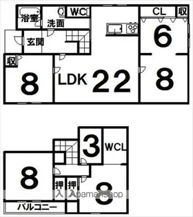 北海道河西郡芽室町西七条2丁目【一戸建】の間取り