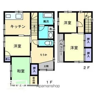 愛媛県松山市古川西2丁目【一戸建】の間取り