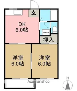 コーポ榊原【202号室】の間取り