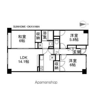 東山パークマンション【1階】の間取り