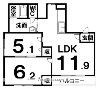 ヴィラヒエイB【202号室】の間取り
